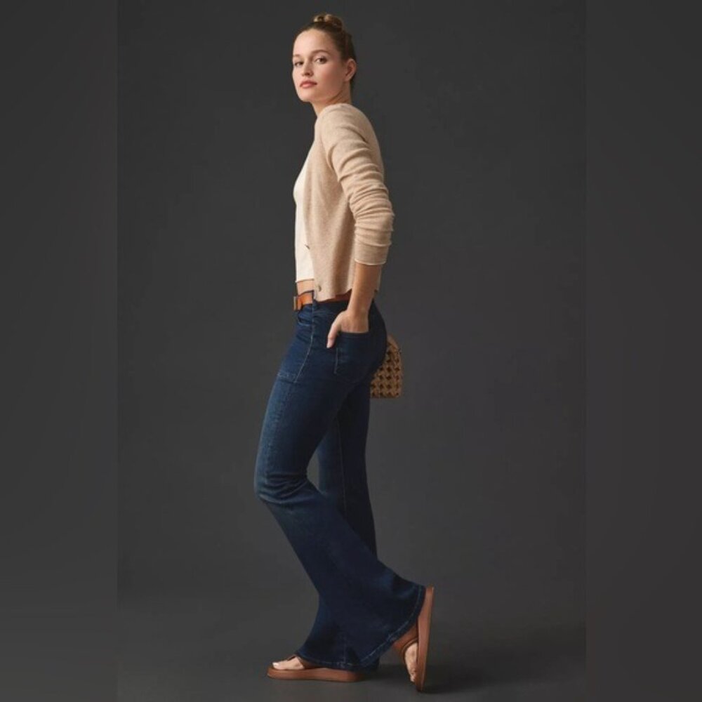 PILCRO Anthropologie The Icon Flare Jeans Patch Pockets Size 29